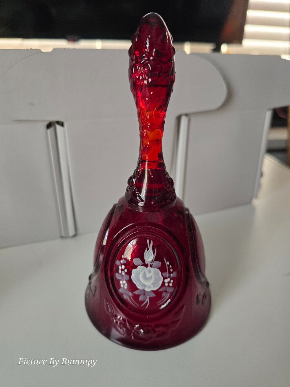Vintage Fenton ruby red art glass bell.